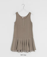 Sunkey Button Frill Layered Sleeveless