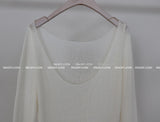 damage net see-through long knitwear