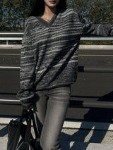 [UNISEX] Overfit mix regular V-neck long sleeve knit (5 colors)