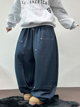 MINK🐻🧸RIVET STRING LONG WIDE PANTS 💙🖤2COLOR
