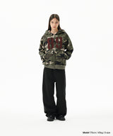 CAMO APPLIQUE ZIP UP HOODIE
