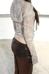 [ID] Layered Leather Bootcut Pants (Brown)