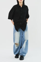 Destoryed Balloon Denim (2color)