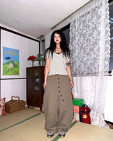 (2color) Wrap Button Wide Banding Pants