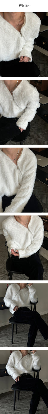 [F/W] Angora brush side zipper knit(2color)