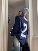 Boxy loose fit off-shoulder sweatshirt