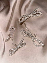[92.5 silver] Pearl リボンピアス (2size)