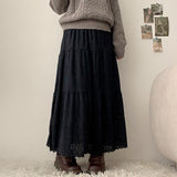Foram Thick Lace Banding Long Skirt