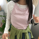 エイコーンポルカドットホルターネックノースリーブビスチェトップ (4 Colors)