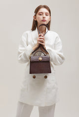 LAZEL MINI CROC ショルダーレザーバッグ / Wani Burgundy