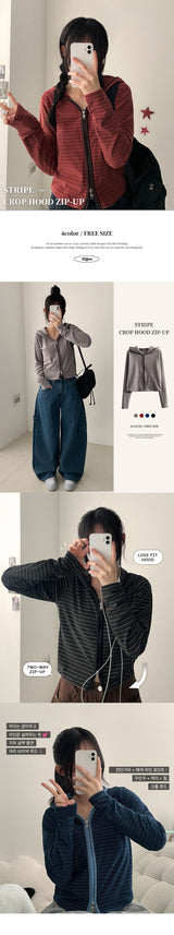 リブスパンデックス2wayダンガラクロップフードジップアップ