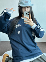 HIP TWO LINE NUMBERING LONG SLEEVE T-SHIRT💙🤍🖤3COLOR