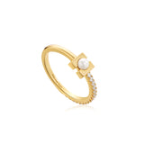 Pearl Modernist 925 Silver + 14k gold plating Ring R054-01G