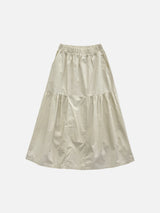 Slit Cotton Shirring Long Skirt (2c)