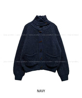 ハイネックトーグルハチニットカーディガン