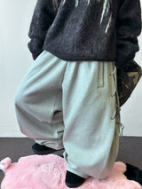 Rope Line Ribbon Side Semi Balloon Wide Pants 🖤🤍 2COLOR