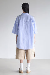 STRIPE STUD SHORT-SLEEVE SHIRT
