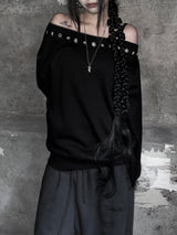 city eyelet off-shoulder mtm (fleece-lined / 4color)