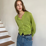 Summer Linen Round Neck Cardigan_Olive