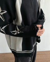 Star-printed Knitwear Zip-Up