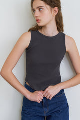 Waffle logo sleeveless_charcoal