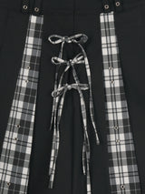 PLAID PLEATED MIDI SKIRT (BLACK)