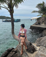 Punching eyelet strap bikini