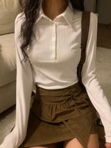  Classic Curve Semi-Slim Fit Collar Long Sleeve Bone T-Shirt (3 Colors)