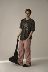 LINE COVER PARACHUTE PANTS (PINK)