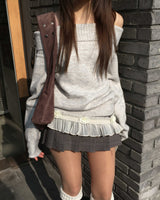 Low check button skirt