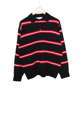 Colored striped collar knitwear