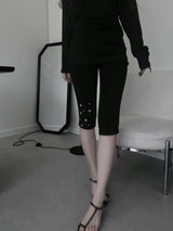 eyelet stud capri leggings (2color)