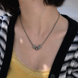 Minimal Silver Crystal Ring Bead Necklace