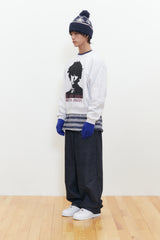Human Print Crop Sweatshirt (Lightgray)