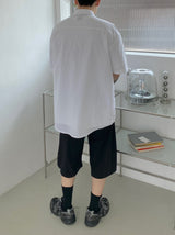 Two tuck wide banding half pants 2C