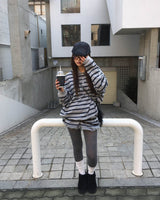 (Unisex) Stripe collar T
