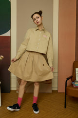 Campus Lover Beige Crop Shirt [For women]