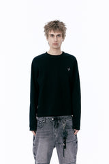 シグネチャーロゴワッフル長袖Tシャツ (ブラック)