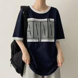 Dope lettering color matching ringer short sleeve