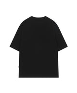 フェイデッドタイポグラフィックオーバーフィットTシャツ - ブラック