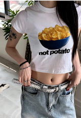 スリムプリンティングクロップTシャツ(2color)