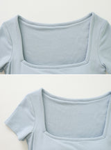#ベーシックスクエアキャップスリム半袖Tシャツ (5color)