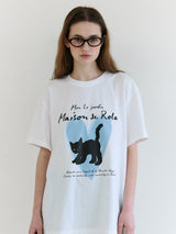 HEART CAT FRIENDS LOOSE FIT T-SHIRT WHITE