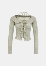 Wat Halter Sleeveless & Frill Cardigan