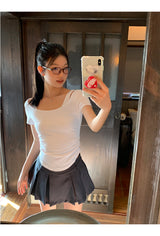 Charcoal Mini Pleats Pants Skirt