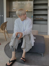 Non collar linen shirt 2C