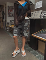 Tizzy Damage Black Denim Half Pants