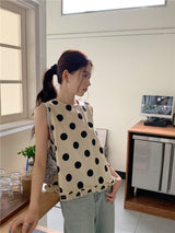 dotted sleeveless blouse