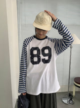 ライアンプリンティングボーダーオーバー長袖Tシャツ