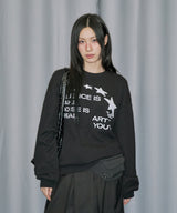 Star Applique Waffle Long Sleeve - BLACK